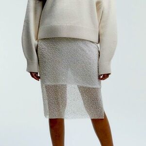 Bead embellished skirt sequin sheer tulle